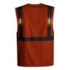 Kamizelka Ostrzegawcza Portwest L474 LED Executive Orion kamizelka robocza odblaskowa do pracy ochronna bhp ciuchy robocze en 471 en iso 20471 klasa 2 z kieszeniami na suwak ze światełkiem led mocna pomarańczowa sklep bhp odzież ochronna po zmroku tył