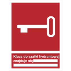 Znak Klucz Do Szafki Hydrantowej piktogram bezpieczeństwa przeciwpożarowy oznakowanie bezpieczeństwa pożarowego czerwone fotoluminescencyjne płyta pvc folia naklejka sklep bhp