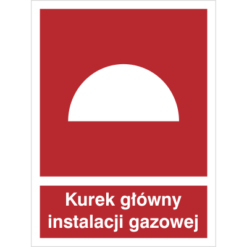 Znak kurek główny instalacji gazowej piktogram bezpieczeństwa przeciwpożarowy oznakowanie bezpieczeństwa pożarowego czerwone fotoluminescencyjne płyta pvc folia naklejka