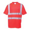 Koszulka T-shirt Ostrzegawcza PORTWEST S478 drogowa odzież robocza ochronna czerwona z pasami odblaskowymi dla drogowców