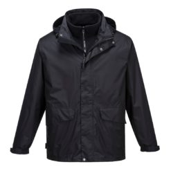 Kurtka 3 w 1 Portwest S507 Argo Wielosezonowa przeciwdeszczowa ocieplana całoroczna z wypinanym polarem z kapturem regulowanym wiatrówka modułowa korporacyjna do nadruku odzież robocza ochronna sklep bhp czarna 1