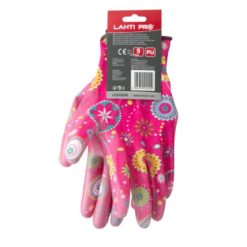 Rękawice Ochronne Damskie Lahti PRO L2303 PU rękawiczki ochronne robocze do pracy ogrodnicze powlekane poliuretanem manualne kolorowe dla kobiet damskie wampirki różowe na karcie