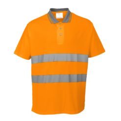 Koszulka Ostrzegawcza Portwest S171 Cotton Comfort 2 kolory bawełniana oddychająca z kołnierzykiem na guziki koszulka podkoszulek drogowy odblaskowy dwukolorowy do pracy odzież robocza ochronna wysokiej widoczności sklep bhp pomarańczowa