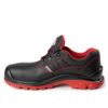 Półbuty Ochronne RED MAX-POPULAR S1 SRC buty robocze bezpieczne do pracy z podnoskiem z blachą nadlany nosek dla brukarzy budowlańców czarno czerwone sklep bhp bok