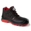 Trzewiki Ochronne RED MAX-POPULAR S3 s1 o1 01 SRC za kostkę buty wysokie do pracy robocze ochronne bezpieczne z podnoskiem blachą wkładką antyprzebiciowe skórzane skórkowe sklep bhp czarne czerwone trapery bok