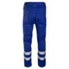 Spodnie robocze BRIXTON CLASSIC z Odblaskami do pracy ochronne odzież drelichowa do pracy dla pracowników bhp sklep system internetowy z kieszeniami do pasa w pas pasy odblaskowe na nogawce niebieskie tył