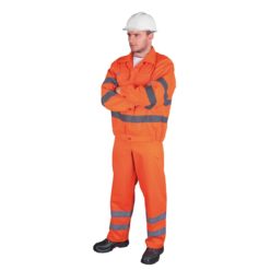 Ubranie Robocze Ostrzegawcze REIS UL odzież komplet ochronny do pracy ciuchy ostrzegawcze dla drogowców z odblaskami ogrodniczki sklep bhp pomarańczowy
