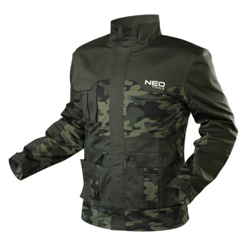 Bluza robocza NEO TOOLS 81-211 CAMO bluza robocza do pracy ochronna bhp zielona moro z kieszeniami suwak kryty plisą ciuchy robocze