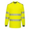 Koszulka T-Shirt Ostrzegawcza PORTWEST T185 Długi Rękaw odblaskowa do pracy ochronna robocza z pasami odblaskowymi odzież bhp sklep żółta granatowa