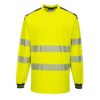 Koszulka T-Shirt Ostrzegawcza PORTWEST T185 Długi Rękaw odblaskowa do pracy ochronna robocza z pasami odblaskowymi odzież bhp sklep żółta czarna