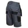 Spodnie Robocze Krótkie PORTWEST PW345 czarne z kieszeniami kaburowymi do pracy ochronne potrójne szwy na guzik rozporek szlufki na pasek sklep bhp odzież do pracy robocza szare z tyłu