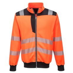 Bluza Ostrzegawcza PORTWEST PW370 odblaskowa wysokiej widoczności robocza do pracy ochronna dwukolorowa na suwak ze ściągaczem bhp sklep odzież robocza dla drogowców czarna pomarańczowa