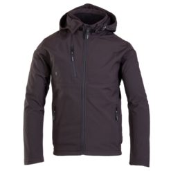 Kurtka Softshell Benefit CAMINO do pracy ochronna wiatrówka wodoodporna przeciwdeszczowa z kapturem na suwak bhp lekka na jesień czarna sklep bhp odzież robocza przód