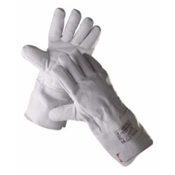 Rękawice antywibracyjne KILLDEER ochronne rękawiczki skórkowe odporne na wibracje długie z mankietem bawełniana wyściółka szare sklep bhp do pracy ochronne