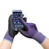 Rękawice Ochronne PORTWEST A195 Do Ekranów Dotykowych robocze do telefonu precyzyjne manualne powlekane poliuretanem fioletowe czarne do pracy bhp sklep rękawiczki prezentacja telefon