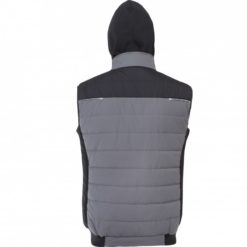 Bezrękawnik kamizelka robocza LAHTI PRO L41317 do pracy roboczy waciak ciepły nowoczesny z odblaskami dwukolorowy czarny szary z kapturem na suwak bez rękawów wodoodporny odzież robocza bhp sklep szary czarny tył