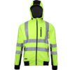 Bluza ostrzegawcza LAHTI PRO L40124 Odblaskowa do pracy wysokiej widoczności ciepła z kapturem na suwak na zamek dla pracowników odzież bhp sklep drogowców czarno żółta przód