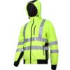 Bluza ostrzegawcza LAHTI PRO L40124 Odblaskowa do pracy wysokiej widoczności ciepła z kapturem na suwak na zamek dla pracowników odzież bhp sklep drogowców czarno żółta