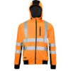 Bluza ostrzegawcza LAHTI PRO L40125 Odblaskowa do pracy wysokiej widoczności ciepła z kapturem na suwak na zamek dla pracowników odzież bhp sklep drogowców czarno pomarańczowa przód