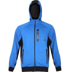 Bluza robocza z kapturem LAHTI PRO L40127 Niebieska bluzka do pracy ciepła na suwak z suwakiem długi rękaw bawełniana wygodna ze ściągaczem niebieska sklep bhp odzież ochronna dla pracownika z przodu wiatroszczelna