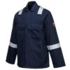 Bluza trudnopalna PORTWEST BZ13 IONA do pracy spawalnicza dla spawacza z kołnierzykiem odblaskowa z pasami odblaskowymi ochronna dla spawacza ciuchy bhp sklep granatowa bok