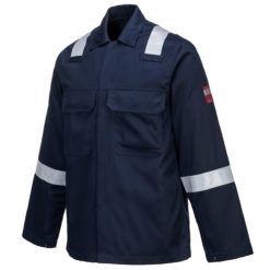 Bluza trudnopalna PORTWEST BZ13 IONA do pracy spawalnicza dla spawacza z kołnierzykiem odblaskowa z pasami odblaskowymi ochronna dla spawacza ciuchy bhp sklep granatowa bok