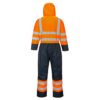 Kombinezon ostrzegawczy PORTWEST S485 Ocieplany do pracy ochronny roboczy izolowany na zimę zimowy wysokiej widoczności przeciwdeszczowy wodoodporny z kapturem pasy odblaskowe bhp sklep pomarańczowy granatowy tył