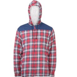 Koszula robocza flanelowa LAHTI PRO L41807 Ocieplana do pracy ochronna z kożuszkiem kufajka z kapturem w kratę flanela odzież ochronna bhp sklep czerwona granatowa biała przód