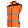 Kurtka Softshell Ostrzegawcza Lahti PRO L40922 Odpinane rękawy do pracy ochronna robocza wysokiej widoczności odblaskowa odzież bhp sklep z kapturem wodoodporna wiatrówka dla drogowców z pasami odblaskowymi z kapturem pomarańczowa czarna bez rękawów