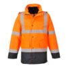 Kurtka Ostrzegawcza PORTWEST S471 4w1 odblaskowa dwukolorwa przeciwdeszczowa wodoodporna z kapturem wysokiej widoczności modułowa wielosezonowa odzież robocza ochronna dla drogowców ciepła bezrękawnik sklep bhp pomarańczowa granatowa zapięta