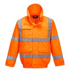 Kurtka Ostrzegawcza PORTWEST S591 Bomber do pasa przylegająca bomberka do pracy ochronna robocza kurtka jesienna wodoodporna przeciwdeszczowa wysokiej widoczności z kieszeniami sklep bhp pomarańczowa