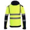 Kurtka ostrzegawcza softshell BRIXTON FLASH wiatrówka cienka kurtka przeciwdeszczowa wodoodporna z pasami odblaskowymi dla drogowców cienka membrana z kapturem dwukolorowa odzież robocza bhp sklep żółta granatowa tył