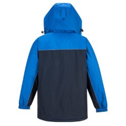 Kurtka Robocza Ocieplana PORTWEST S562 do pracy zimowa ciepła z kapturem wodoodporna przeciwdeszczowa gruba odblaskowa dwukolorowa dla pracowników dla robotników sklep bhp odzież ochronna granatowa niebieska tył