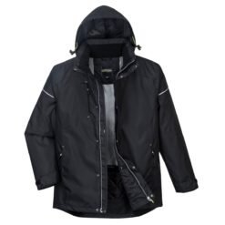 Kurtka robocza zimowa PORTWEST PW362 do pracy ochronna ocieplana ciepła na zimę kurtka z kapturem wodoodporna wodoszczelna przeciwdeszczowa korporacyjna sklep bhp do nadruku czarna