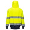 Bluza ostrzegawcza PORTWEST B316 do pracy ochronna ciepła z kapturem kangurka odblaskowa z pasami odblaskowe z kieszenią odzież bhp sklep odzież dla pracowników żółta granatowa tył