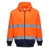 Bluza ostrzegawcza PORTWEST B317 do pracy robocza ochronna odzież bhp sklep dwukolorowa z kapturem zasuwana na zamek suwak wysokiej widoczności pomarańczowa granatowa