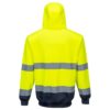 Bluza ostrzegawcza PORTWEST B317 do pracy robocza ochronna odzież bhp sklep dwukolorowa z kapturem zasuwana na zamek suwak wysokiej widoczności żółta granatowa tył