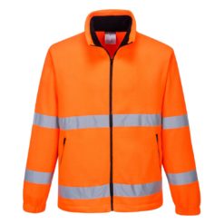 Bluza Polarowa Ostrzegawcza PORTWEST F250 do pracy ochronna wysokiej widoczności zapinana ciepła dla drogowców bhp sklep odzież dla pracowników z pasami odblaskowymi pomarańczowa przód