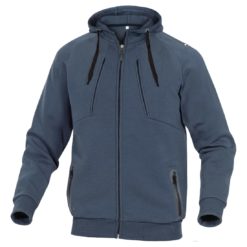 Bluza robocza DELTA PLUS ANZIO 2 kolory do pracy dla pracownika ciepła z kapturem 4 kieszenie ściągacz na dole zasuwana na zamek błyskawiczny granatowa
