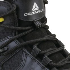 Buty robocze DELTA PLUS TW402 S3 SRC wysokie obuwie ochronne trzewiki bezpieczne bhp sklep licowe skórzane skórkowe z podnoskiem noskiem wkładka antyprzebiciowa czarne żółte sznurowane panoply amagnetyczne język