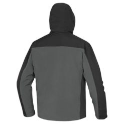 Kurtka robocza DELTA PLUS VIGO do pracy ochronna dla pracowników korporacyjna elegancka dwukolorowa z kapturem panoply przeciwdeszczowa 4 kieszenie ramiona grafitowe korpus szary bhp sklep