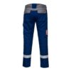 Spodnie robocze trudnopalne PORTWEST FR06 Bizflame Ultra do pracy robocze w pas do pasa spawalnicze dla spawacza trudnopalne przeciwodpryskowe do pracy odzież ochronna pasy odblaskowe bhp sklep niebieskie tył
