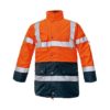 Kurtka Ostrzegawcza Ocieplana 4w1 CERVA BI ROAD modułowa ciepła na zimę zimowa kurtka odblaskowa z pasami odblaskowymi do pracy odzież ochronna bhp sklep system wodoodporna przeciwdeszczowa z kapturem pomarańczowa granatowa