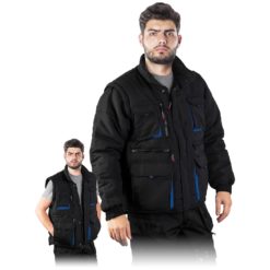 Kurtka ocieplana REIS CZAPLA2 do pasa dla pracowników z kieszeniami na zimę ciepła zimowa prosta elegancka odzież ochronna robocza bhp system sklep modułowa bezrękawnik czarna niebieska