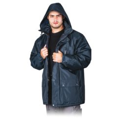 Kurtka Robocza Ocieplana REIS ALASKA do pracy ochronna ciepła zimowa na zimę dla pracowników tania dobra z kieszeniami odzież ochronna bhp sklep system z kapturem granatowa