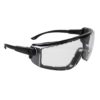 Okulary ochronne PORTWEST PS03 Focus do pracy ochronne przeciwodpryskowe na odpryski mocne przydymiane przezroczyste z regulacją środki ochrony indywidualnej okularki czarne