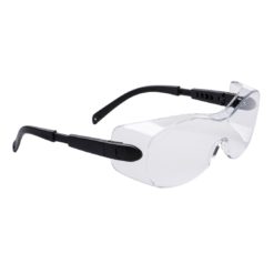 Okulary ochronne PORTWEST PS30 do okularów korekcyjnych przeciwodpryskowe plastikowe ochronne na odpryski środki ochrony indywidualnej czarne przezroczyste sklep bhp system