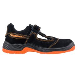 Sandały robocze URGENT 304 SB sandały odkryte na rzep ochronne bhp sklep system internetowy obuwie do pracy bezpieczne skórzane skórkowe z podnoskiem z blachą stalkapy twardy nosek antypoślizgowe czarne pomarańczowe bok