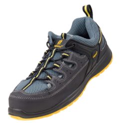 Sandały robocze URGENT 310 S1 do pracy ochronne bezpieczne obuwie bhp sklep system skórzane skórkowe siateczkowe przewiewne z blachą podnoskiem noskiem metalowym stalkapy szare niebieskie żółte antypoślizgowe