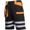 Spodenki ostrzegawcze LAHTI PRO L40706 spodnie robocze odblaskowe krótkie letnie na lato lekkie bawełniane oddychające wysokiej widoczności dla drogowców odzież bhp dla pracowników mocne sklep bhp system internetowy czarne pomarańczowe przód